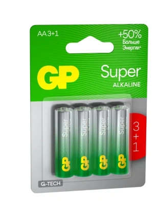 GP батарейки super alkaline 15A3/1-2CR4 AA LR06 4шт 19716